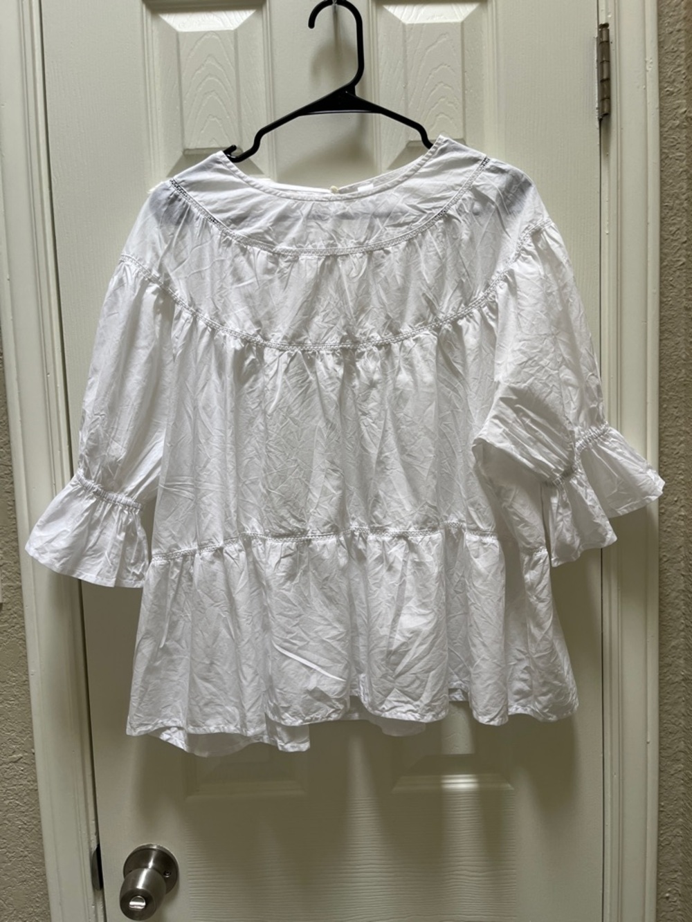 Merlette Sol White Ruffle Peasant Top - medium